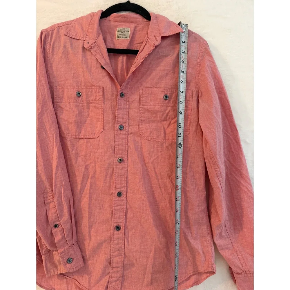 J.Crew Workshirt Mens Small Red Chambray Button Down Long Sleeve Cotton 28164